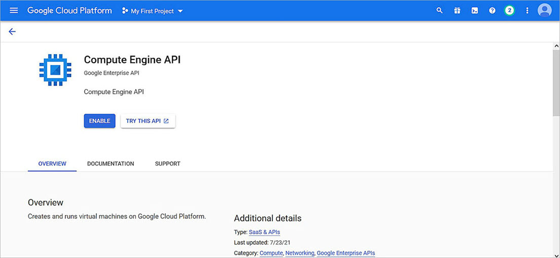 Screenshot of the VPC network settings in Google Cloud